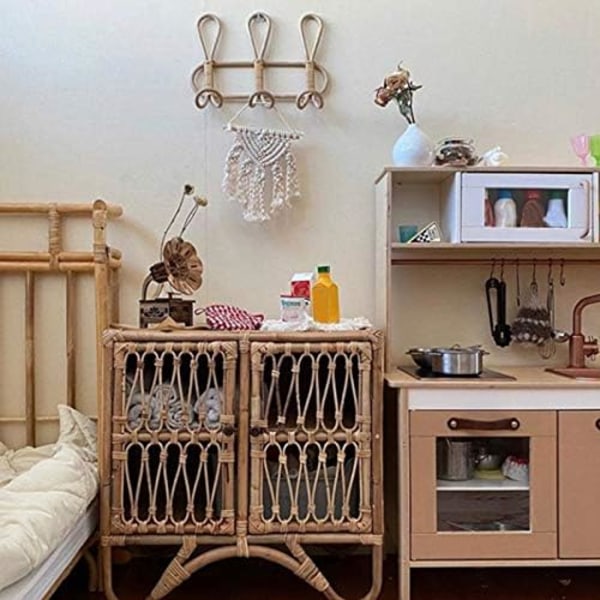 Rattan Väggkrok Barnkläder Förvaringsställ Kläder Hängare Rattan Hängare Barnrum Dekorativ Hängare