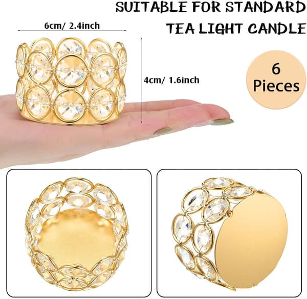 Krystall telysholdere i bulk, gave lysestaker med rhinestone design, borddekorasjon til bryllupsfest