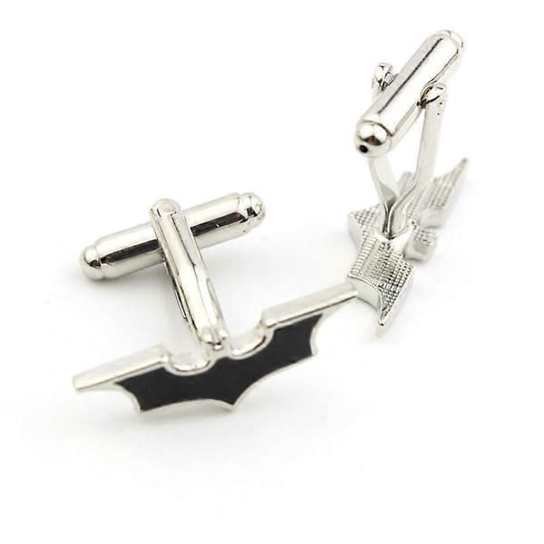 Fladdermusformade franska manschettknappar i metall för män, Batman-logotyp manschettknappar