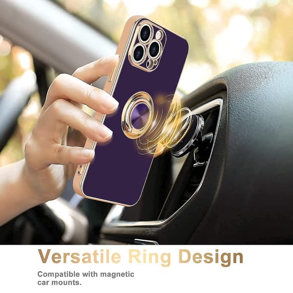 360 graders roterende magnetisk bilholder etui til iPhone 14 Pro Max, lilla