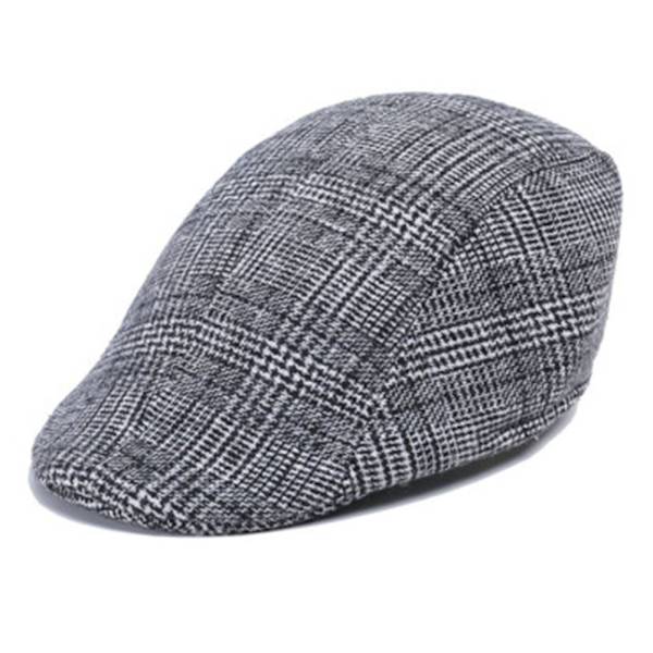 Nyhetspojkehattar för män Irländsk platt keps monterad Ivy hatt Retro Gatsby hatt herr Beret keps twill svart och vit