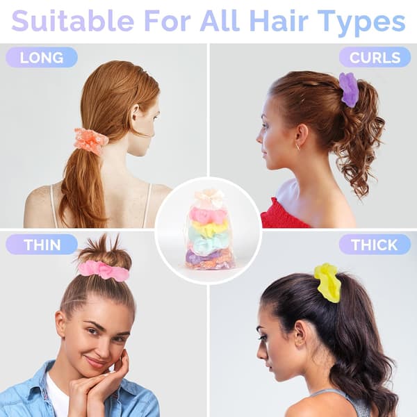 8 stk. LED Scrunchies til kvinder - Scrunchy, lysende scrunchies til piger, farverig garnhår elastik med flere lystilstande, selvlysende hårtilbehør