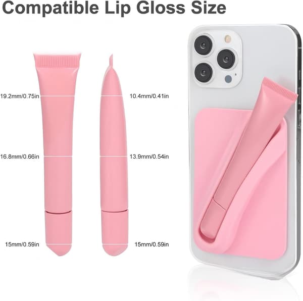 Lipgloss mobilcover med lipglossholder, mobilcover til iPhone og Android (pink) white us