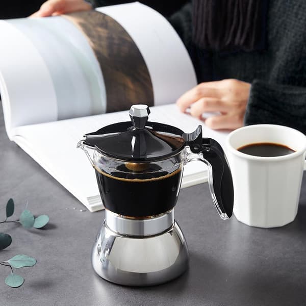 300 ml kaffemaskine i rustfrit stål, mokkakande i rustfrit stål, husholdnings espressomaskine til komfur