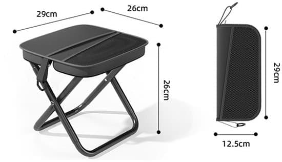 Handbag Stool - 1 Piece - Folding Stool - With Storage Bag - 28×26×23.5 cm - Shoulder Strap - Portable Stool - Folding Stool - Outdoor