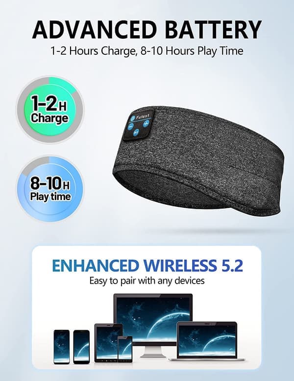 Bluetooth-hodebånd med sovehodetelefoner, ultratynne høyttalere, hodebåndhodetelefoner for søvn, løping, trening, reise, yoga