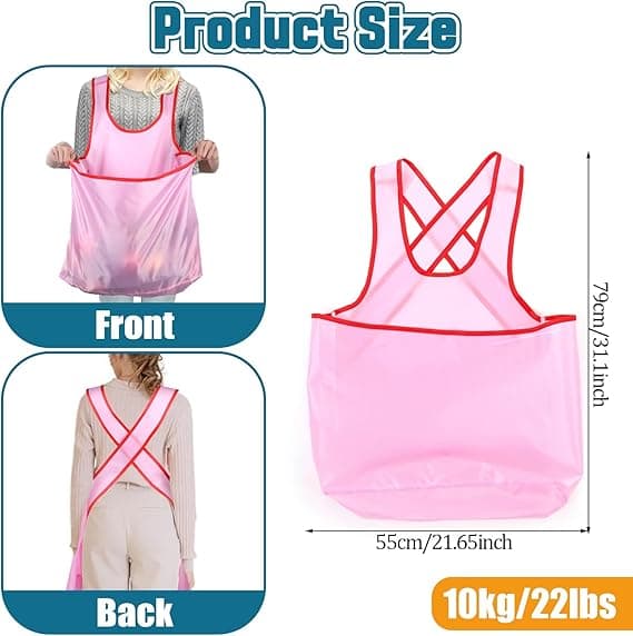Clothes Drying Apron Portable Sleeveless Laundry Apron with Large Pocket Pink Waterproof Laundry Apron
