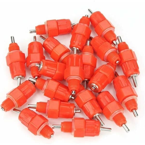 Automatisk kyllingevandnippel - 20-pak - Plast og rustfrit stål - R1/8 konisk skruemontering - 20 stk