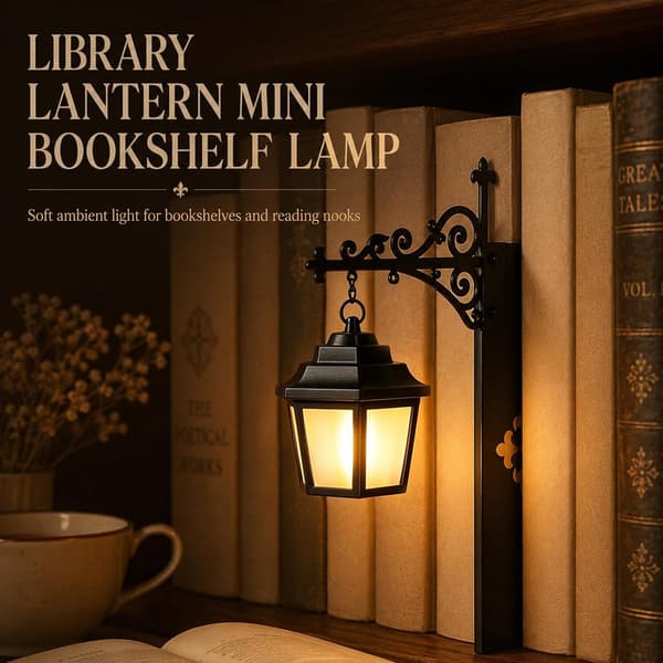 New Library Lamp - Decorative Bookshelf Lighting with Warm Light, LED Night Light for Reading Nooks, Iron Bookshelf Lamp for Bookworms Ghost Style 3-pack