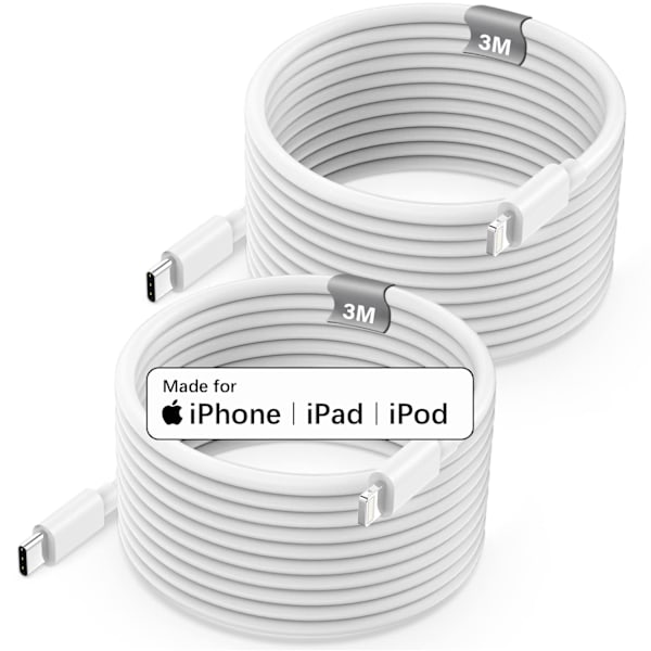 (2-PACK) Lightning laddkabel 14/13/12/11/ Xs/Max/X/8/7/6/5SE (3 METER!!) (2-PACK 3M) (2-PACK 3M)