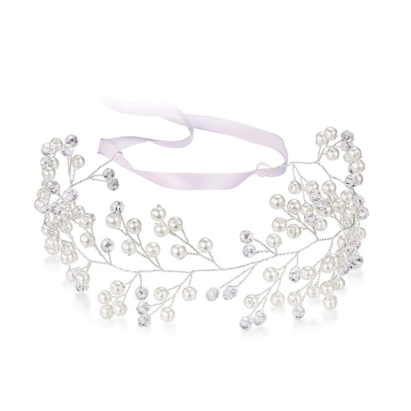 Kristall brudkronor för brudar Silver bröllopshår accessoarer Brud pannband Pärlhår vinstock Rhinestone hårdelar Stil 1