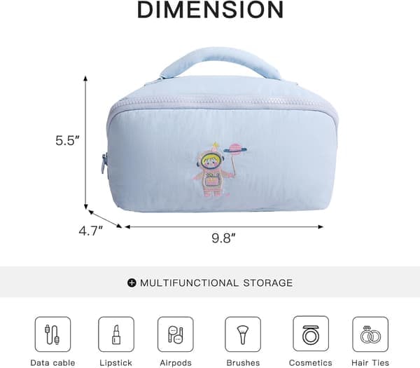 Sød makeup-taske til kvinder - Stor rejse-kosmetiktaske Vandafvisende nylon makeup-organizer Blå
