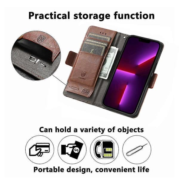 Flip Leather Wallet Case with Stand, Multifunctional Magnetic Phone Cover Compatible with iPhone 14 red