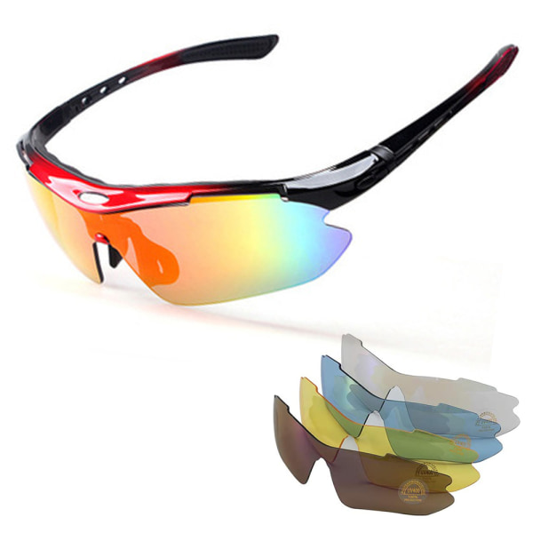 Polariserade sportsolglasögon med 4 utbytbara linser för män Dam Softball Löpning Cykling Baseballglasögon