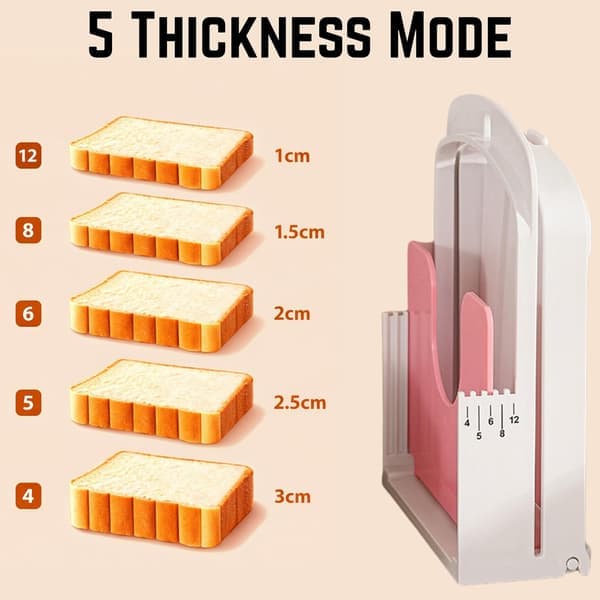 2026 Bread Slicing Guide - 5 Thickness Settings for Sourdough Bread, Baguettes, Bagels & Toast, Foldable & Adjustable, Space-Saving