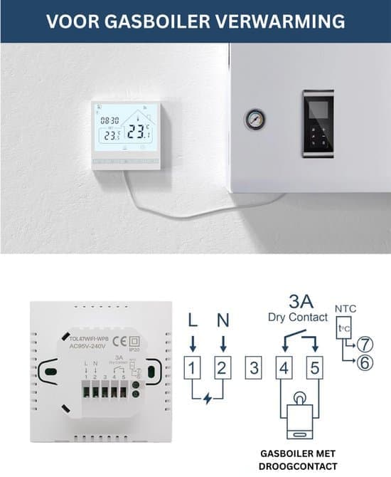 Centralvarmetermostat – Trådløs med Wi-Fi – Med App – Hvid