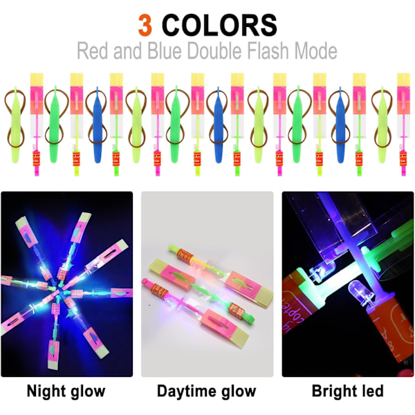10-25 uppsättningar LED-flygset, slangbella + självlysande helikopter,flygande leksak utomhusleksaker som lyser i mörkret festtillbehör 15pcs 15pcs