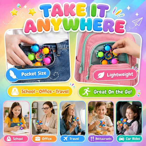 Fidget spinners (4-pak), stresslindrende legetøj til børn, legetøj der lindrer angst og stress (egnet til børn med ADHD og autisme).
