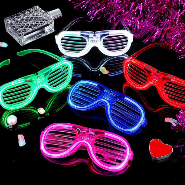 20-pak lysende festbriller 5 farver LED lysende LED solbriller plast blinkende neon kostumer