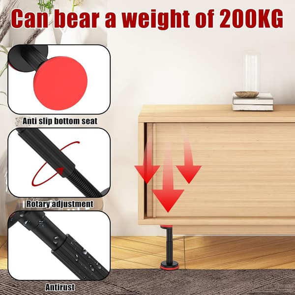 Teleskopisk stödstång, justerbart stödsystem, justerbar stödstång, stöder upp till 200 kg, 18-45 cm skåplyftstång för skåp (2-pack)