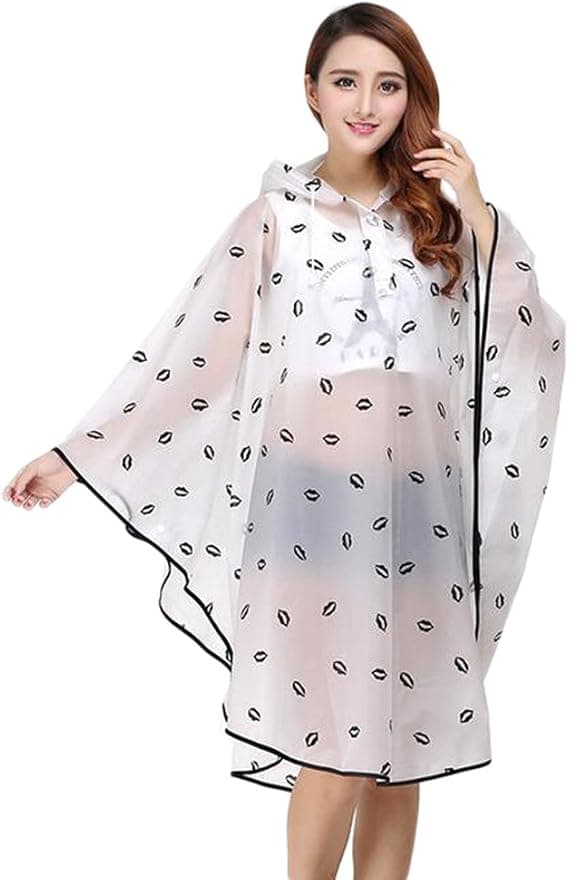pc EVA hette regnponcho for sykling, svarte lepper