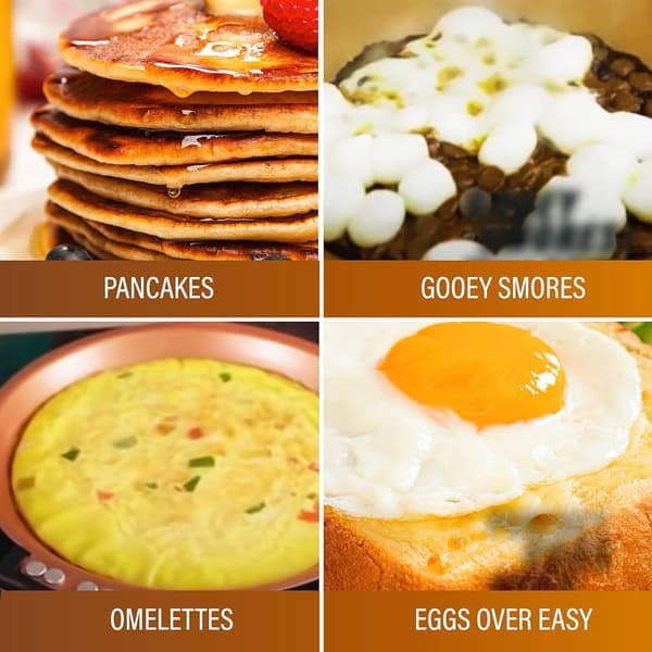 Double-Sided Frying Pan, the Perfect Pancake Maker – Ceramic Non-Stick Copper Easy Flip Pancake Griddle for Fluffy Pancakes, Omelet Maker