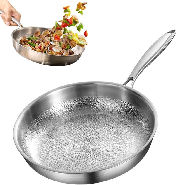 Med lock Slitstark Repfri Non-Stick Titan Stekpanna För Matlagning 28CM A 28CM