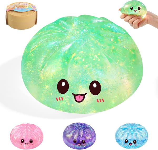 Sällsynt Sugar Dumpling Squishy, Glitter Bao Bun Klämleksak, Stresslindrande Sensorisk Leksak (Grön)