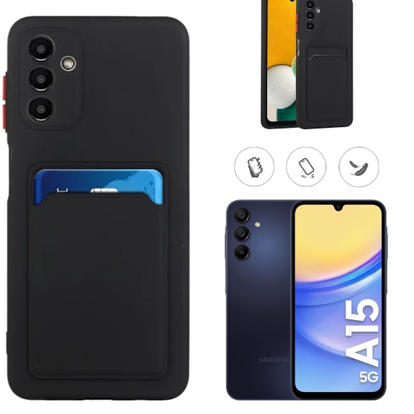 Samsung Galaxy A15 skal mobilskal korthållare slot svart SVART