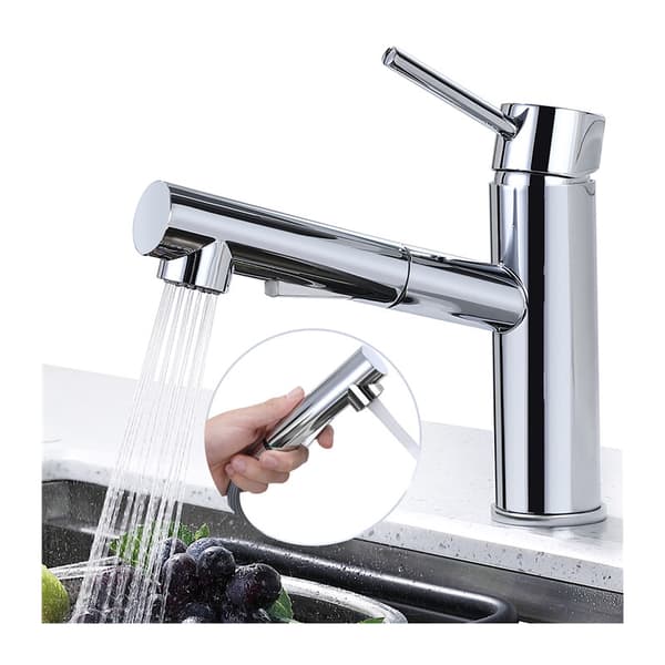 120° Swivel Kitchen Faucet with Pull-Out Spout, 2 Nozzles to Choose From.