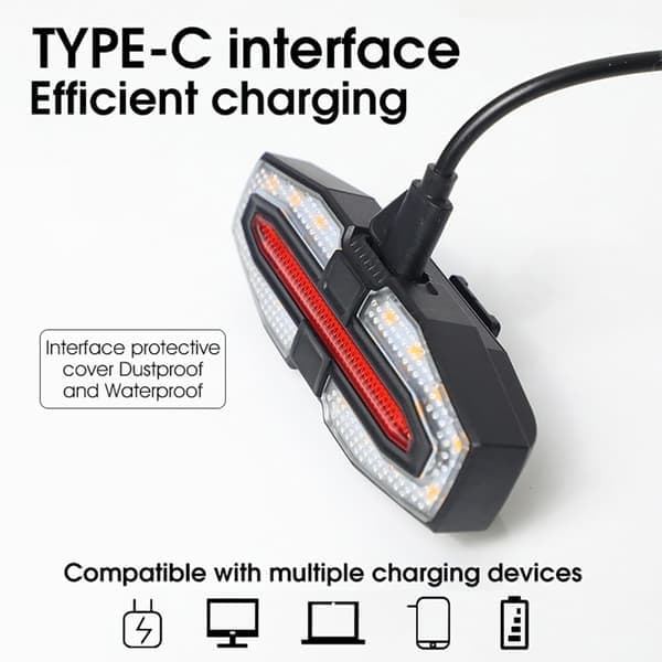 Wireless Remote Control Bicycle Taillight with Turn Signals - USB Rechargeable, Waterproof and Super Bright for Safe Night Cycling