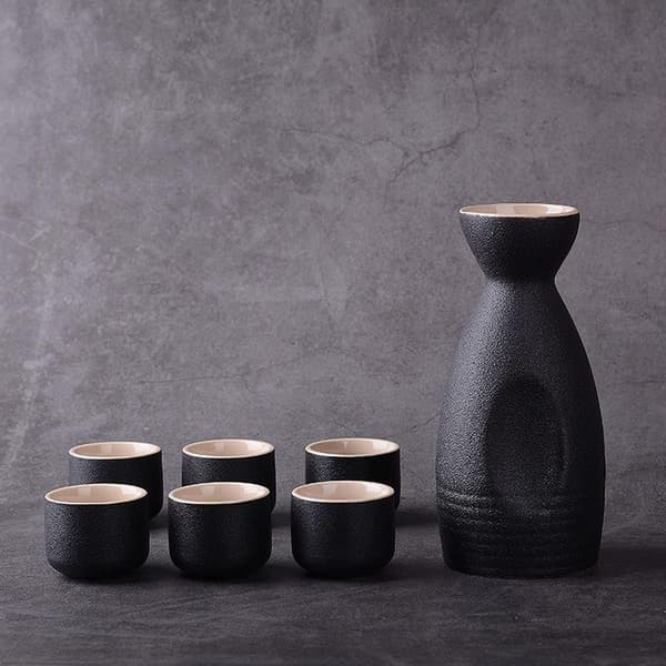 Retro Ceramic Sake Pot and Cup Set Japanese Sake Set Home Kitchen Wine Pot Wine Cup Drinkware