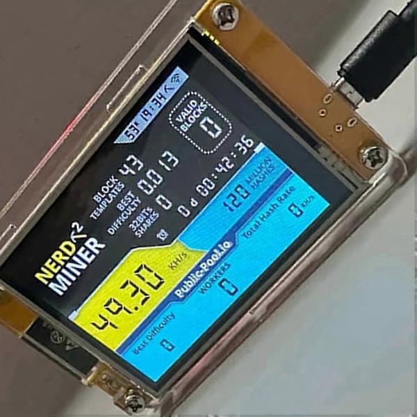 Nerdminer V3 2,8-tums BTC Solo Lottery Nerd Miner Crypto Bitcoin Miner Solo Mining Machine