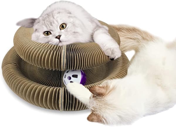 Cat Scratch Board with Bell Large Magic Organ Cat Scratch Board Recycled Corrugated Cardboard Cat Toy for Round Bed