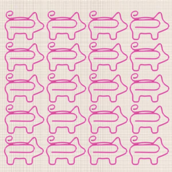 100 stk. piggete binders, morsomme binders, kontorrekvisita (rosa)