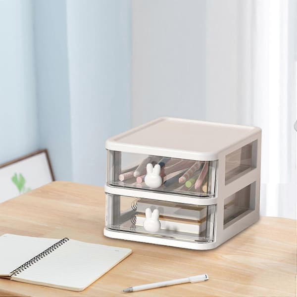 Kawaii Desktop Organizer with Drawer, Stackable Desk Storage Box, Office Supplies Organizer/Pen Holder/Makeup Organizer/Multifunctional O