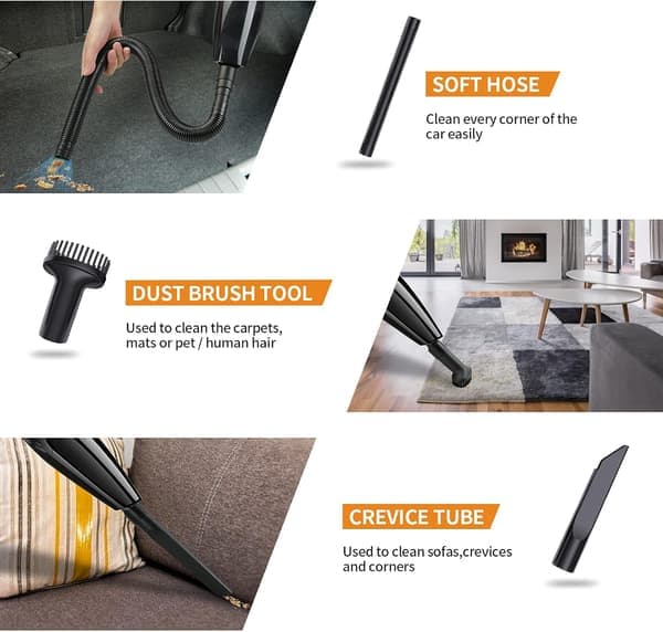 This handheld cordless and rechargeable mini car vacuum cleaner features high-efficiency wet/dry cyclonic suction and fast charging.
