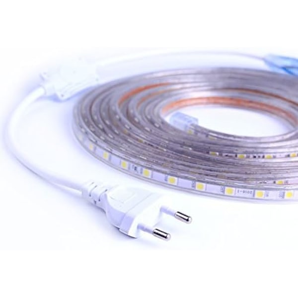 LED-remsa, 2M LED-remsa, Ljusstark LED-remsa 220V, 5050 Ip65 Vattentät LED-remsa, Varmvit (2)