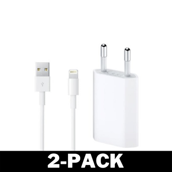 Universell Väggladdare iPhone + Lightning Kabel 1M Vit 3-Pack 2-Pack