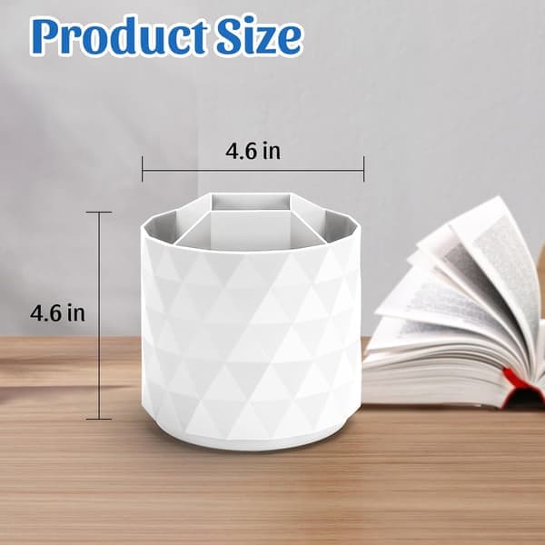 Desktop Organizer Sparkling Diamond-like Pen Holder for Desk 360° Rotating Office Supplies Pen Cup with 5 Compartments Storage Box Caddy