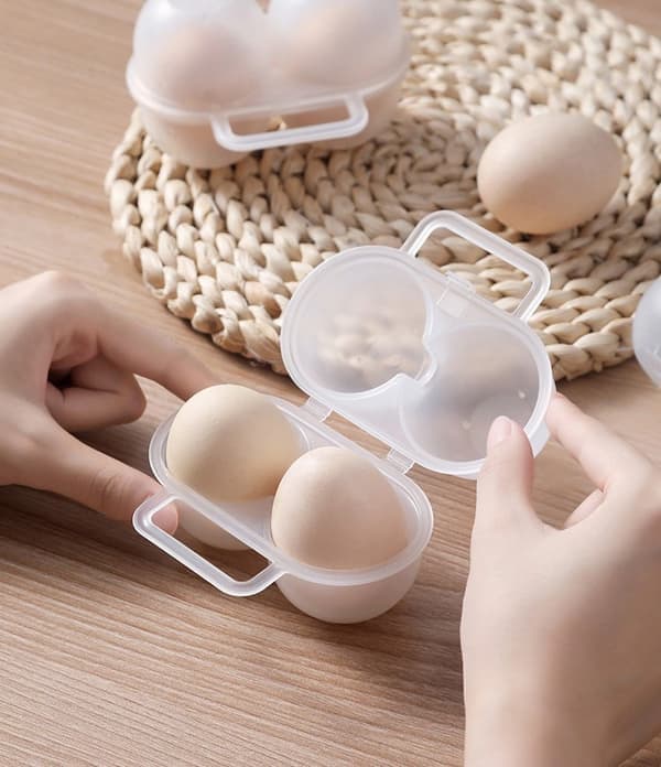 Äggförvaring 2-pack 2-fack, Praktisk äggförvaring - Bärbar, PP-material, för picknick och simning