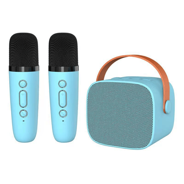 Mini Karaoke Machine for Kids and Adults, Portable Bluetooth Karaoke Speaker with 2 Wireless Microphones Blue