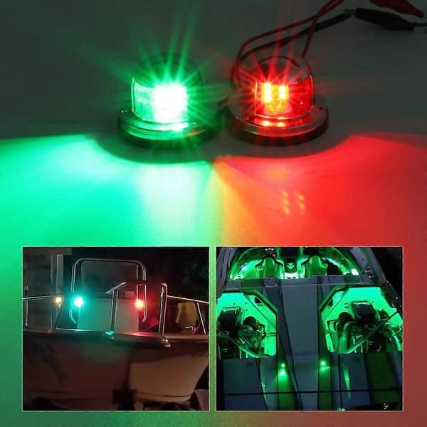 2 st 12V Marine Boat Yacht Lamp LED Bow Navigation Light Deck Mount Red Green Side Port Starboard