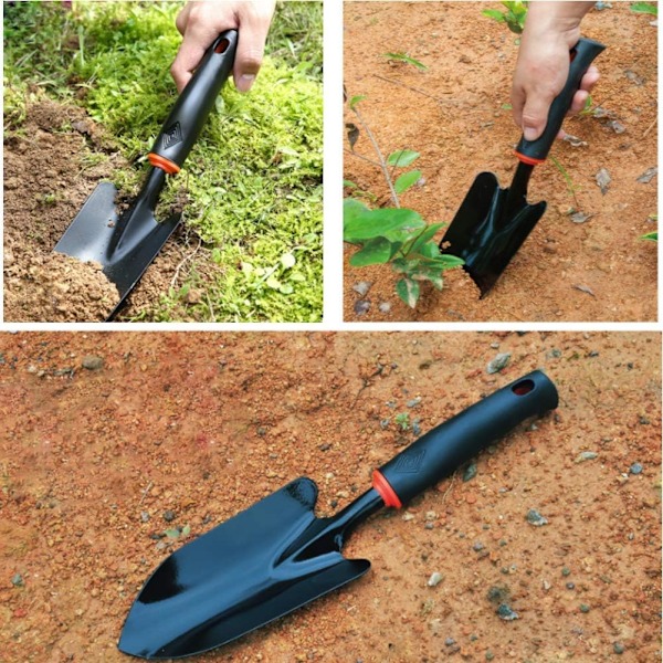 Trädgårdsspade, plastgummerad blomsterspade halkfri blomsterspade svart blomsterträdgårdsspade, längd*bredd 34cm*8cm, kan användas för ogräsrensning