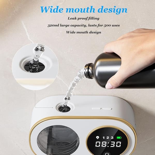 Automatic Liquid Soap Dispenser, 320ml Wall Mounted Touchless Foaming Hand Soap Dispenser for Bathroom Kitchen Hotel (White)