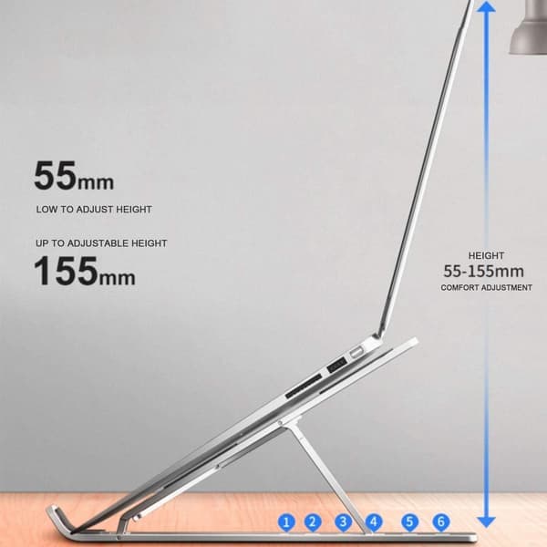 Laptopstativ Laptopstativ Hevet Datamaskin Nettbrettstativ Vinkeljusterbart Aluminiumslegering Ergonomisk Sammenleggbart Bærbart Skrivebordsstativ