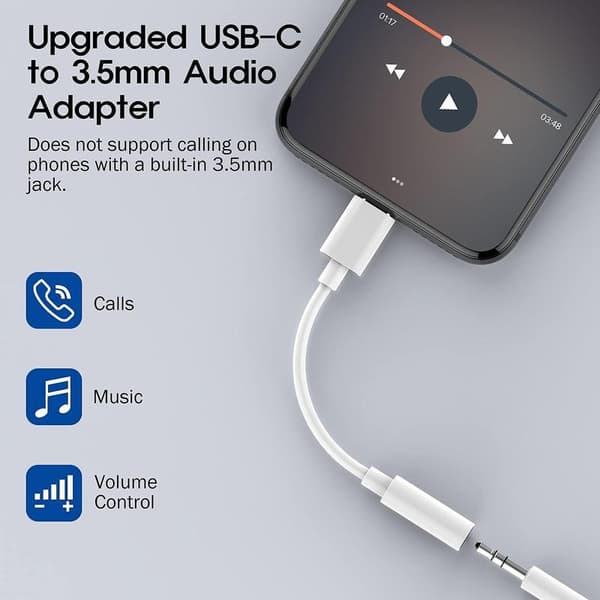 USB-C til 3,5 mm hovedtelefonstikadapter; USB-C til ekstra hovedtelefonadapter.