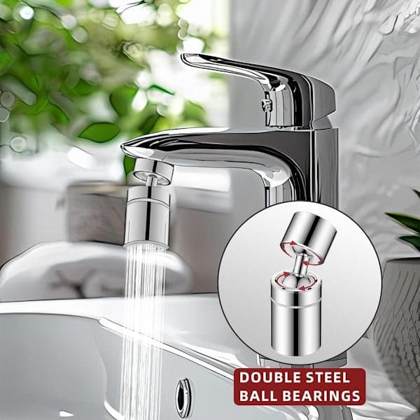 Kranförlängning-Krantillbehör- Kran-360° Kranluftare Diskho Stänksäker Kransprayförlängare och Diskho med 2 Sprayinställningar Silver 2