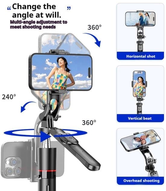 Stativ telefonstativ smartphone-stativ med lys - 67-tommer foldbart teleskopisk Bluetooth selfie-stick stativ/monopod - med dobbelte LED-lys