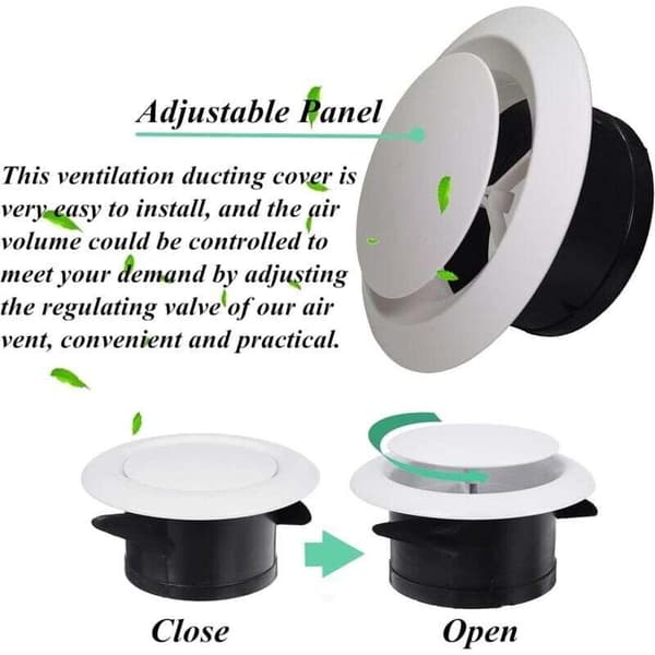 Round Ceiling Ventilation Grille for 100mm Duct, Adjustable Wall-Mounted Air Outlet (4 inch)